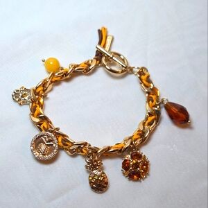 White House Black Market Gold and Brown Charm Bracelet